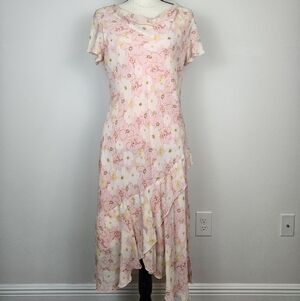 100% Silk Pink Floral dress size 16 by Jaclyn Smith